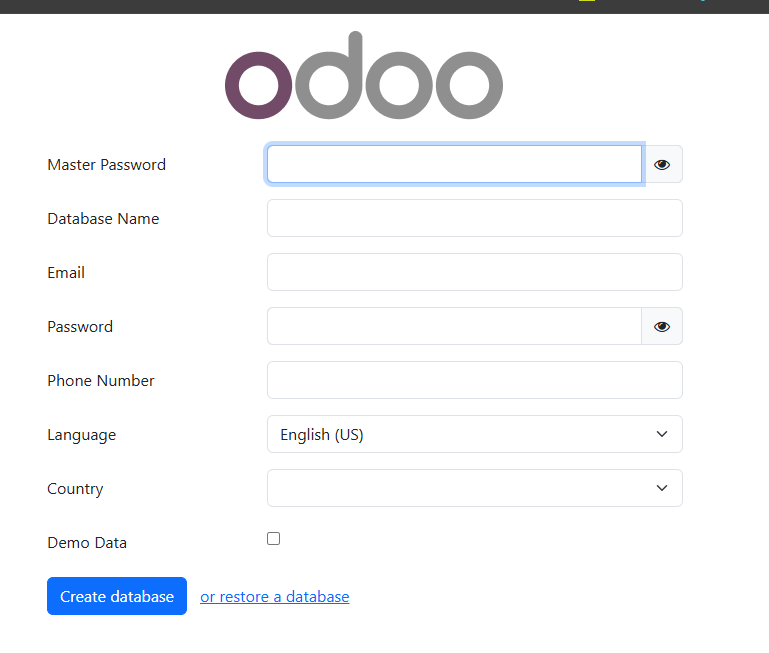 Placeholder: the Create Database window